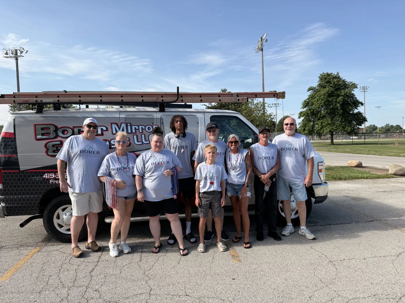 The Borer Mirror & Glass crew in front of the company van